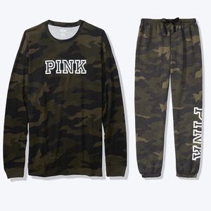 Pink set tee large pans medium